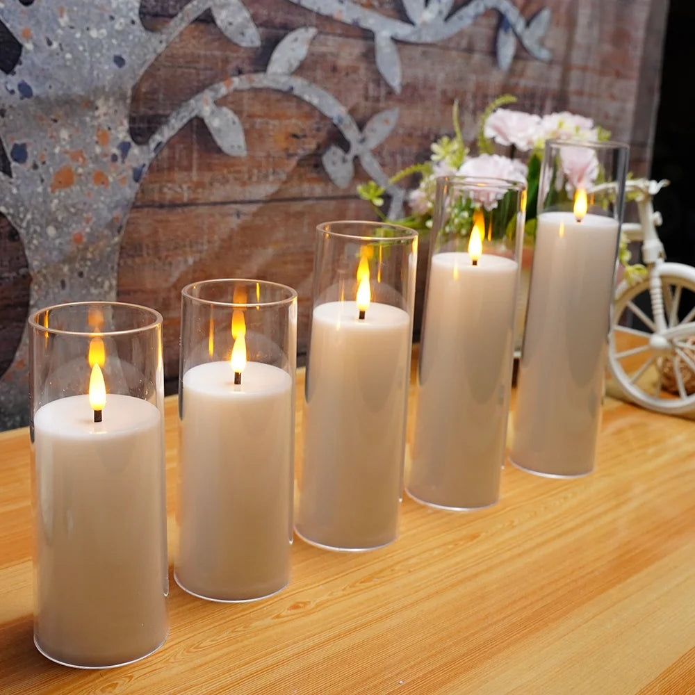 White LED Candle Lights with Remote Control - Flameless Home Decor Candle Set of 5 - Tulique