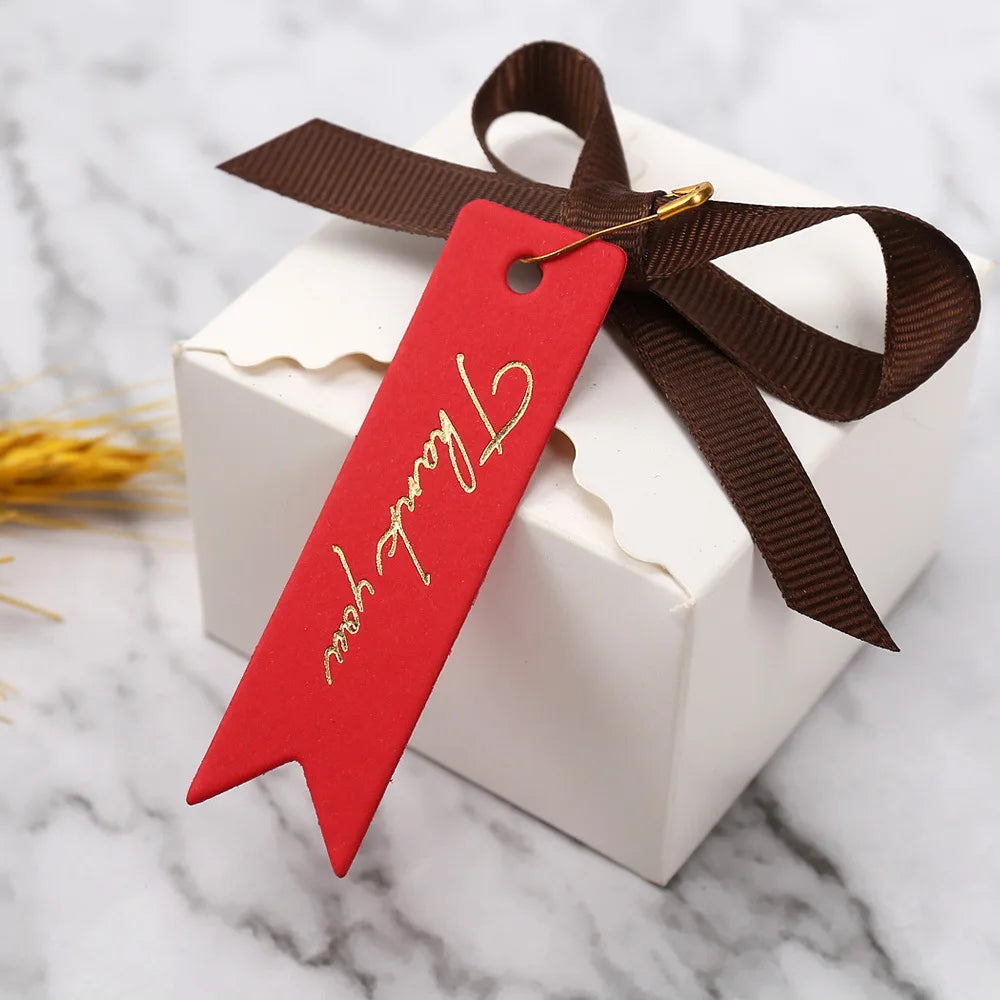 Elegant Kraft Paper Gift Tags - 50pc Thank You Labels