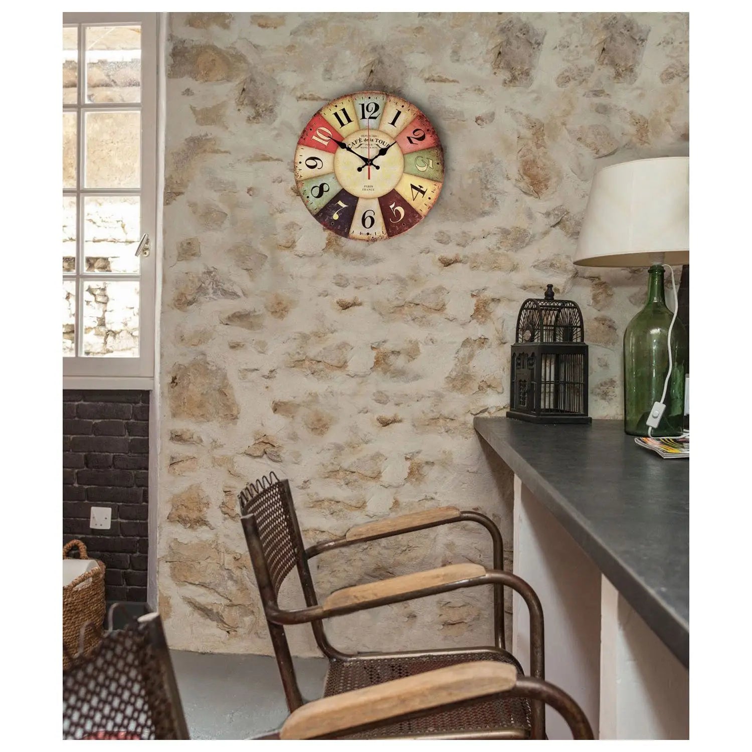 Elegant Retro Wooden Wall Clock - Silent Farmhouse Decor
