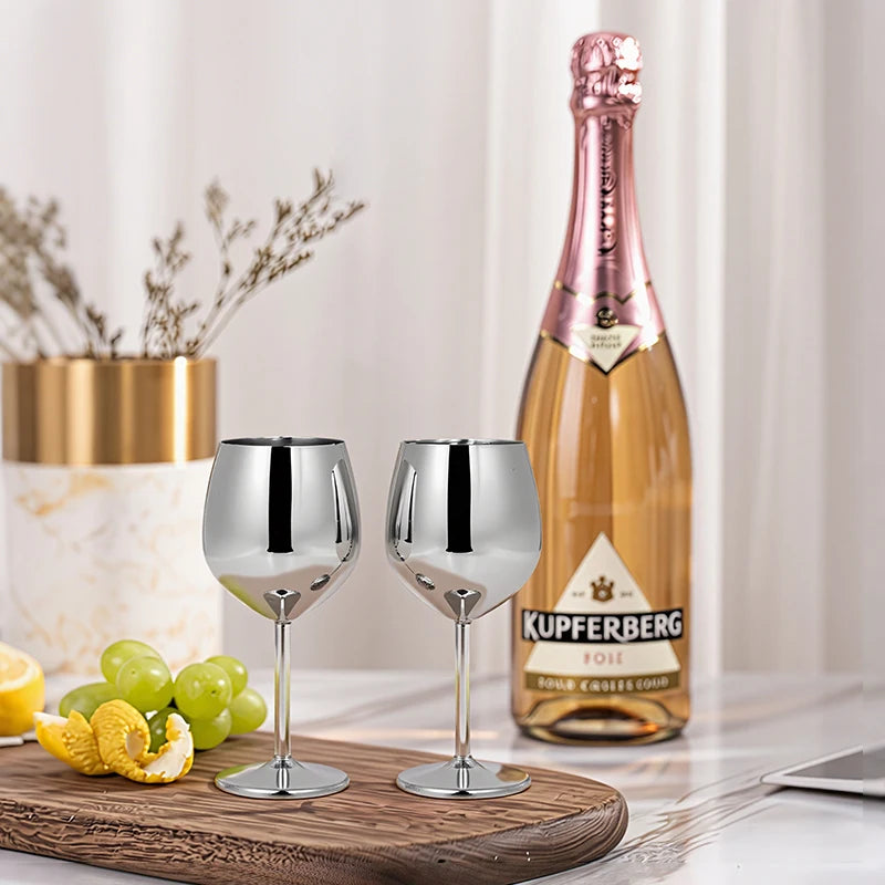 Elegant Stainless Steel Wine Goblet - Durable Metal Cup