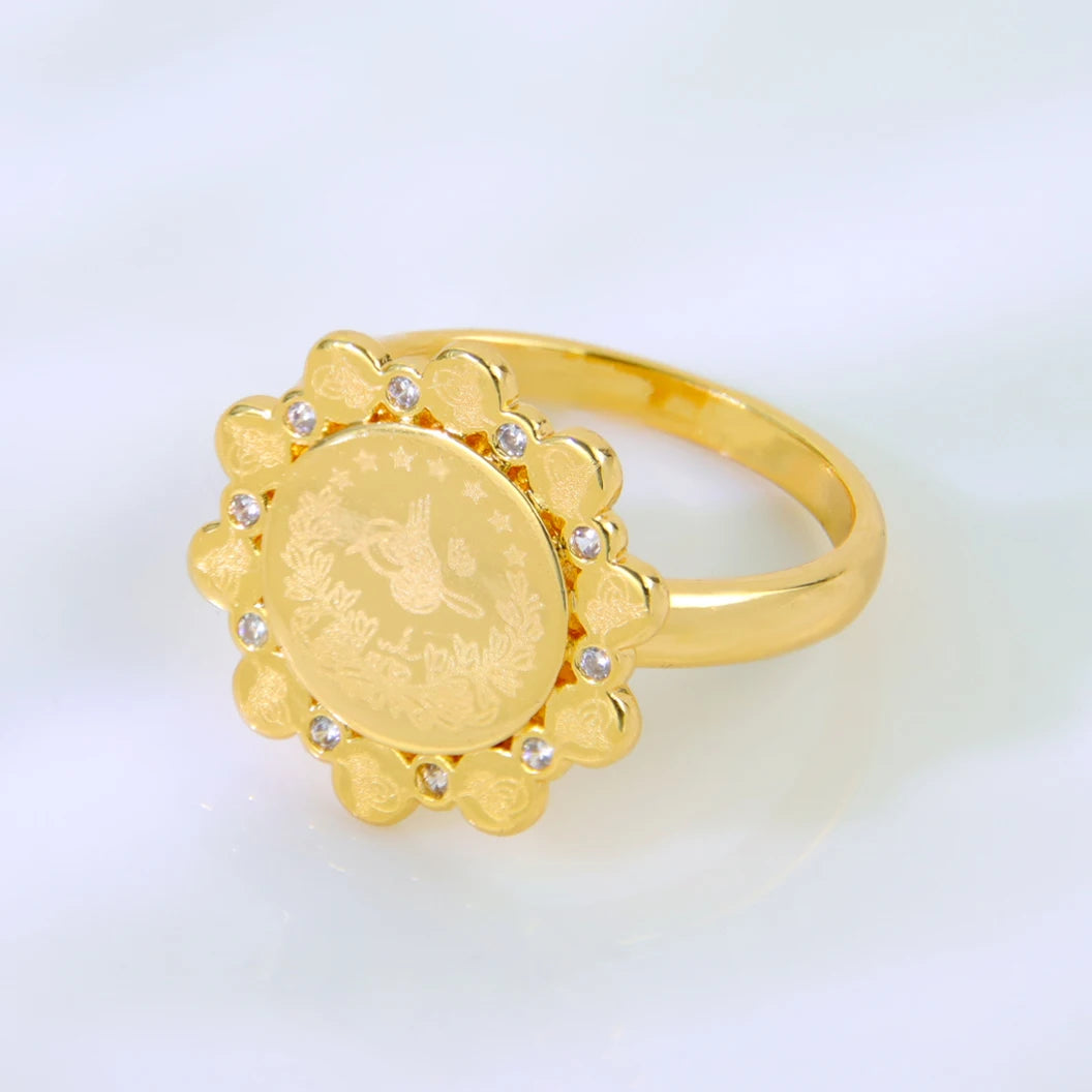 Luxury 21k Gold Plated Italian Zircon Cocktail Ring