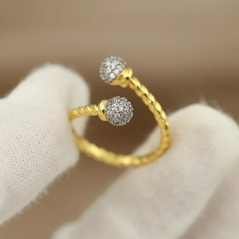 Luxury Crystal Waterdrop Open Ring - Adjustable Zirconia Jewelry
