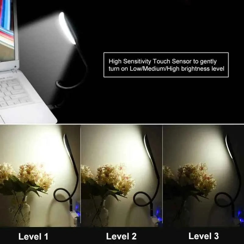 Mini Portable Laptops USB LED Light BendableTable Desk Lamp for Reading  Work Power Bank Camping PC Laptops Book Night Lighting