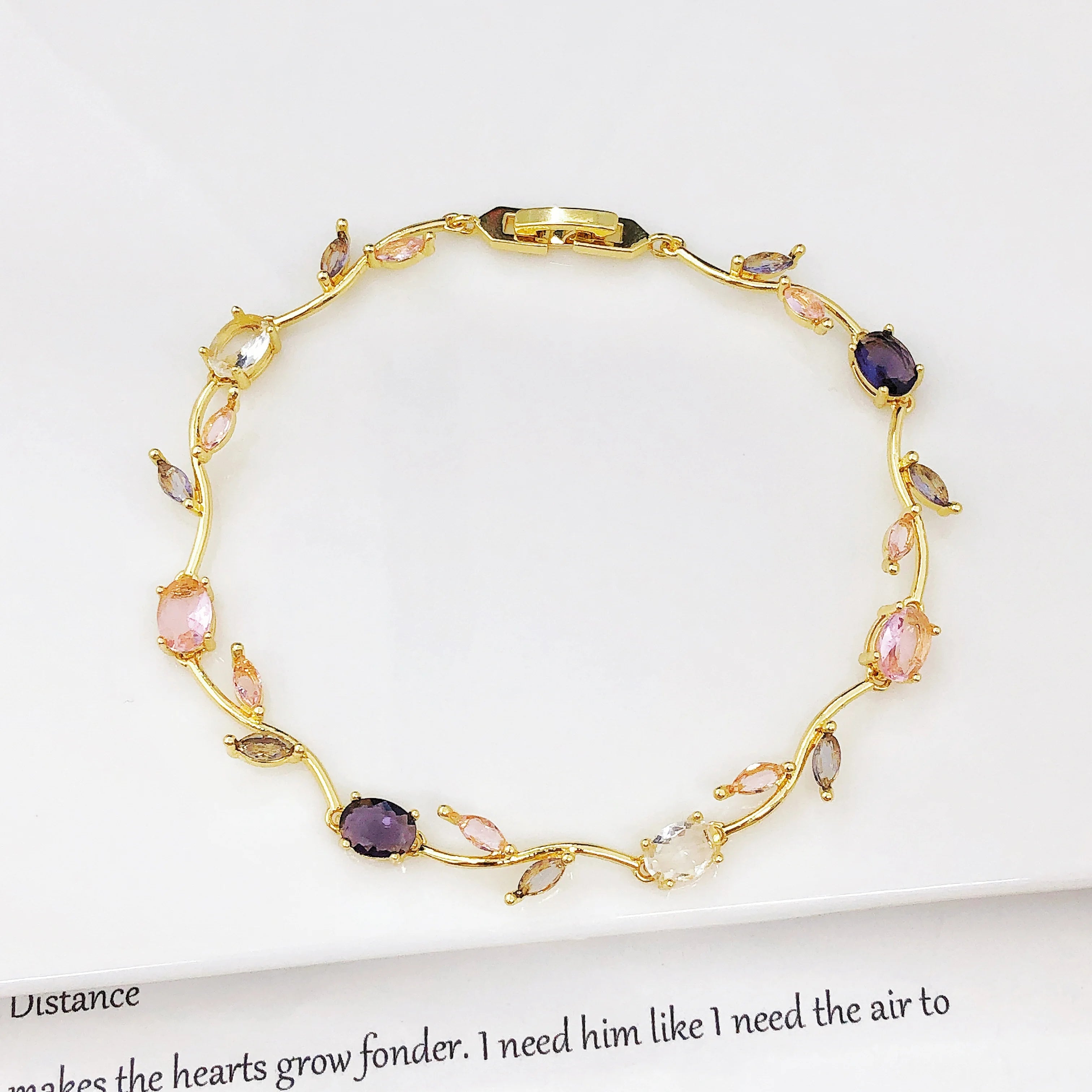 Elegant Crystal Leaf Jewelry Set - Premium Necklace & Bracelet