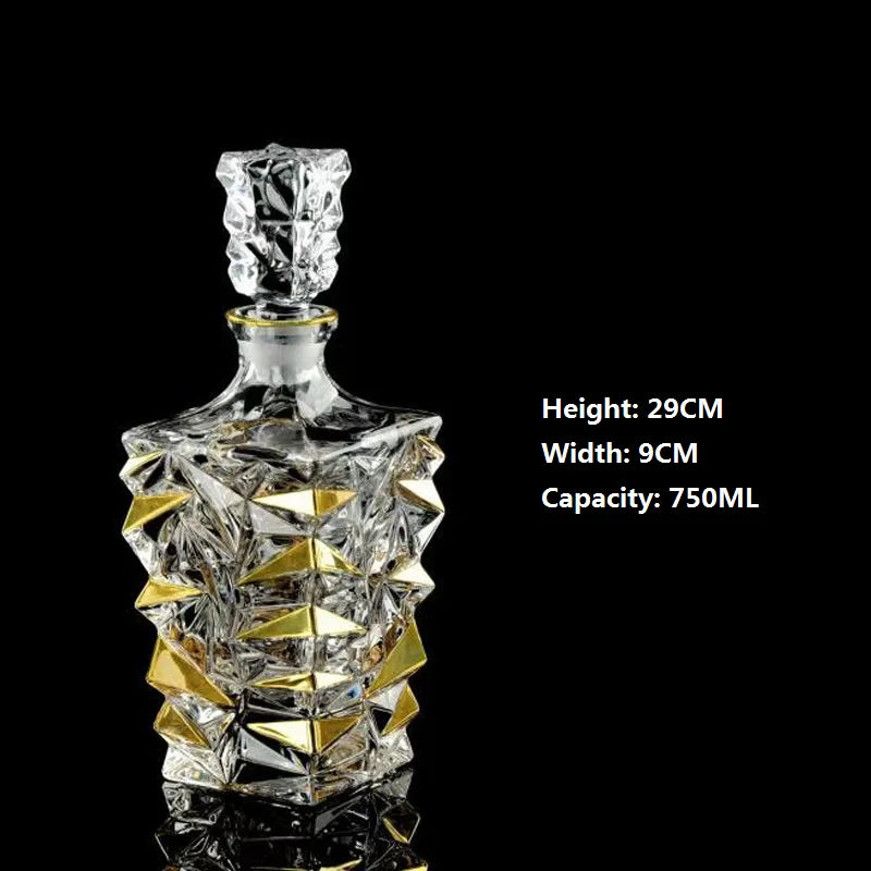 Elegant Crystal Wine Decanter - Gold Line Detail