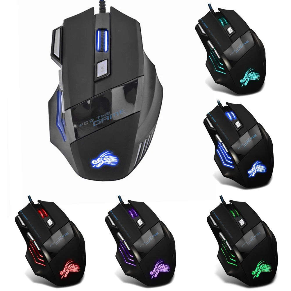 Premium Wired Gaming Mouse - Ergonomic 7-Button with 5500 DPI