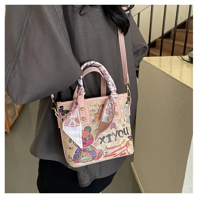 Elegant Artistic Crossbody Bag - Graffiti Design