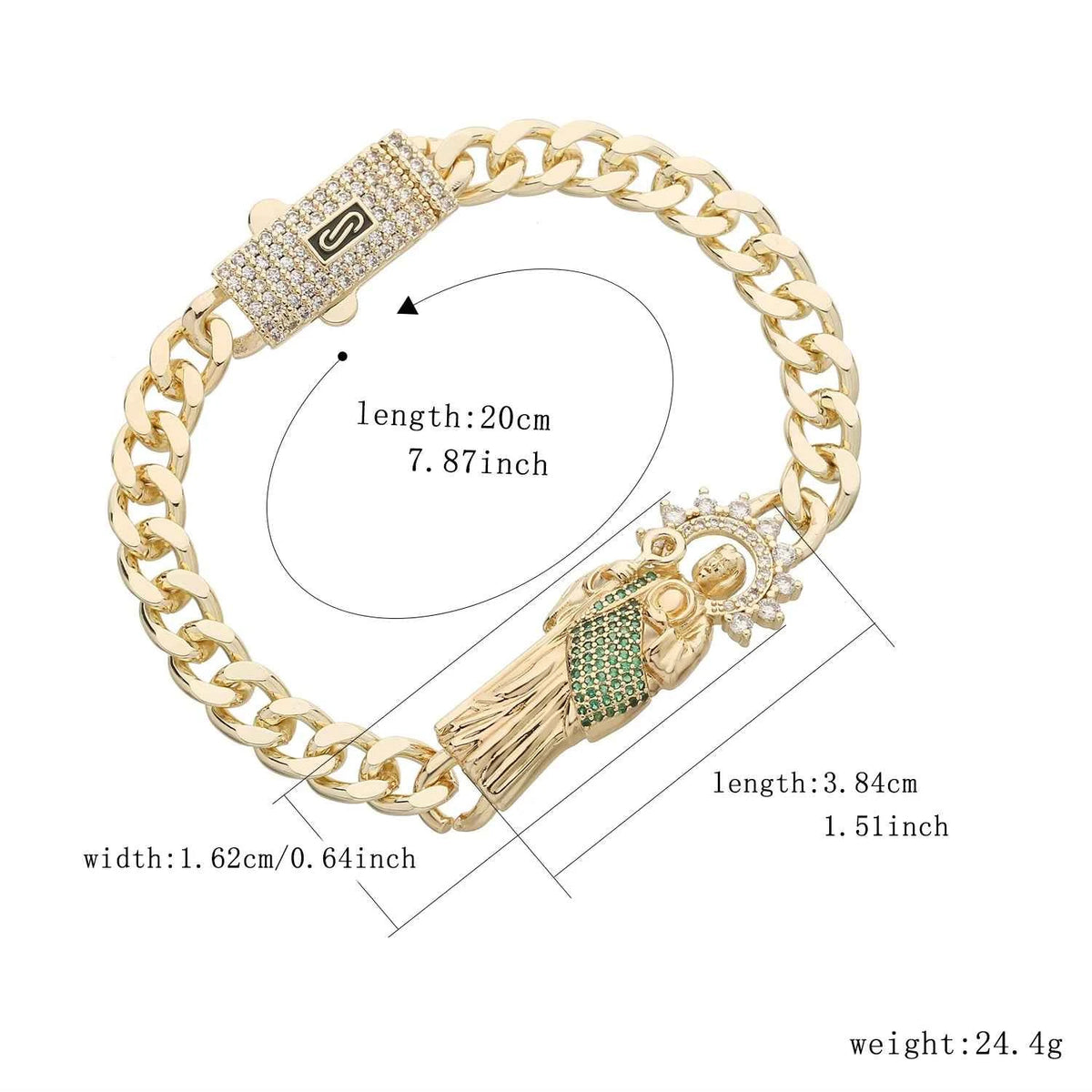 San Judas Tadeo Bracelet - 14k Plated Stainless Steel