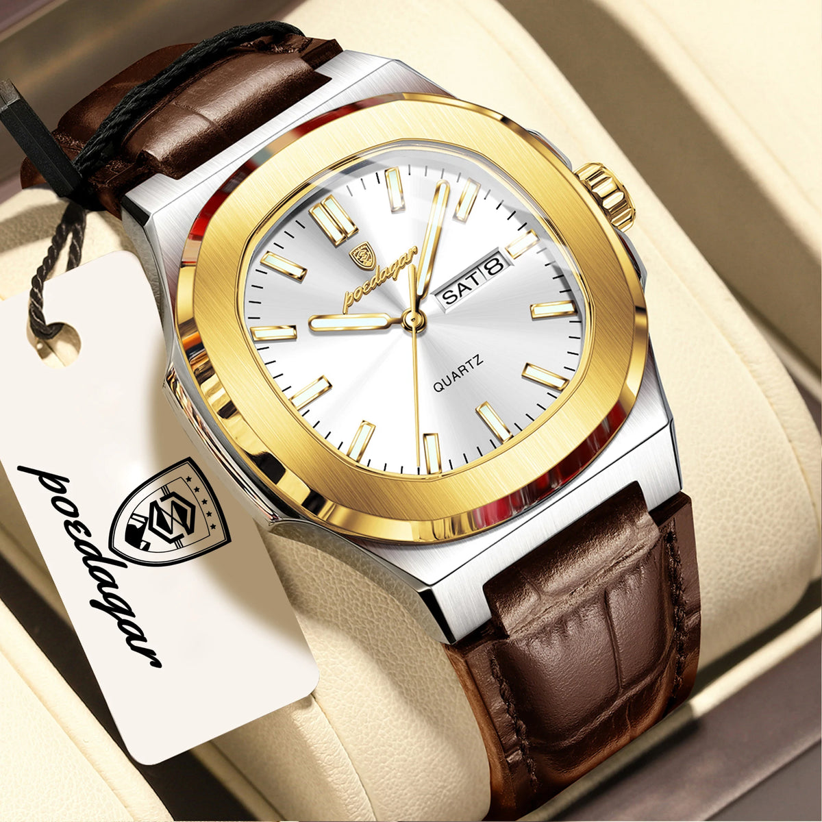 Luxury Square Men's Quartz Wristwatch - Waterproof & Luminous