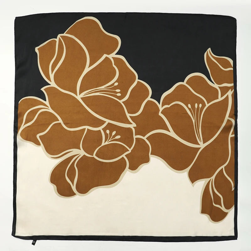 Luxury Silk Square Scarf - Elegant Satin Print Neck Wrap