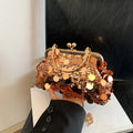 Elegant Sequins Evening Clutch Bag - Bling Chain Strap