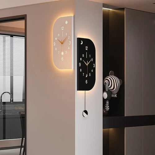 Double Sided Wall Clock - elegant white metal clock mounted on a wall