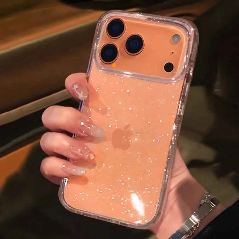 Luxury Transparent Glitter iPhone Case - Shockproof TPU Cover