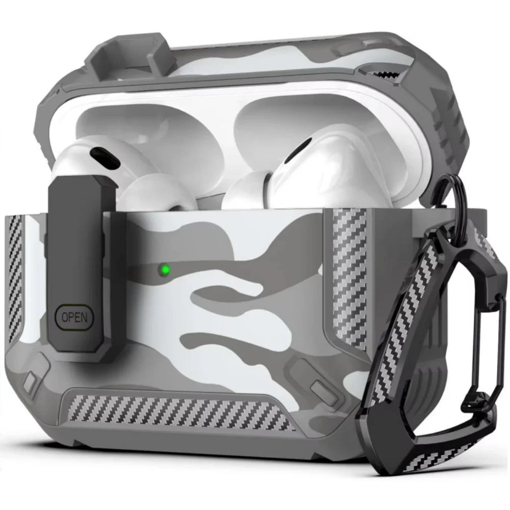 Premium AirPods Pro 3 Military Case - Camo Green with Lock