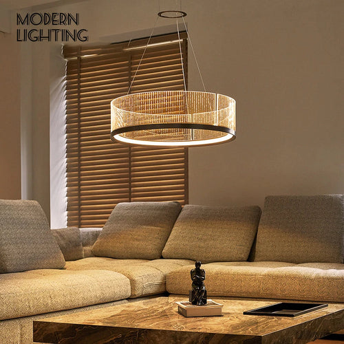 Modern LED Ring Chandelier - elegant luxury lighting with dimmable feature