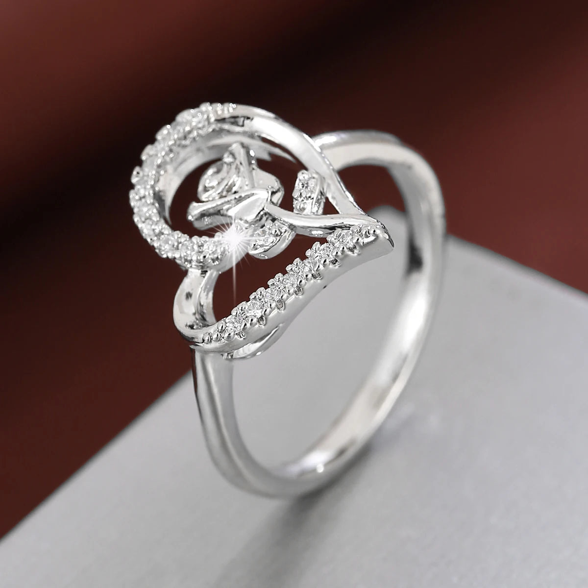 Elegant Rose Zirconia Ring - Premium Women's Jewelry