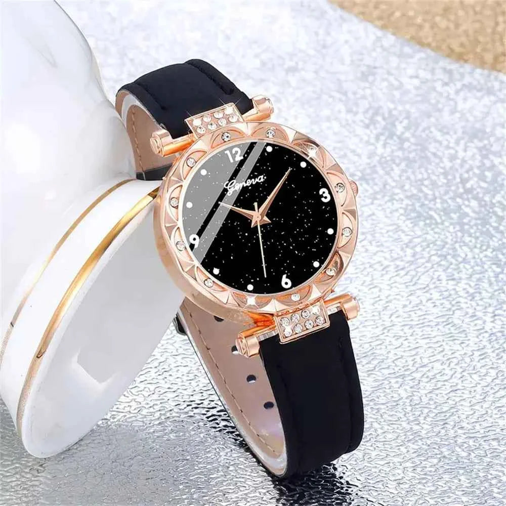 Luxury Rhinestone Women's Quartz Watch Set - Elegant Bracelet Gift