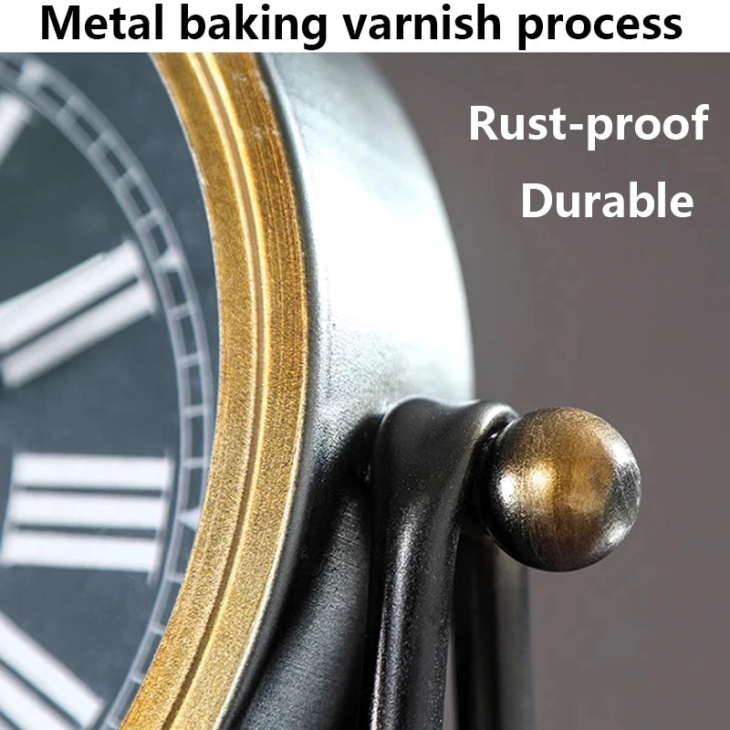 Elegant Retro Metal Desk Clock - Silent Quartz Design