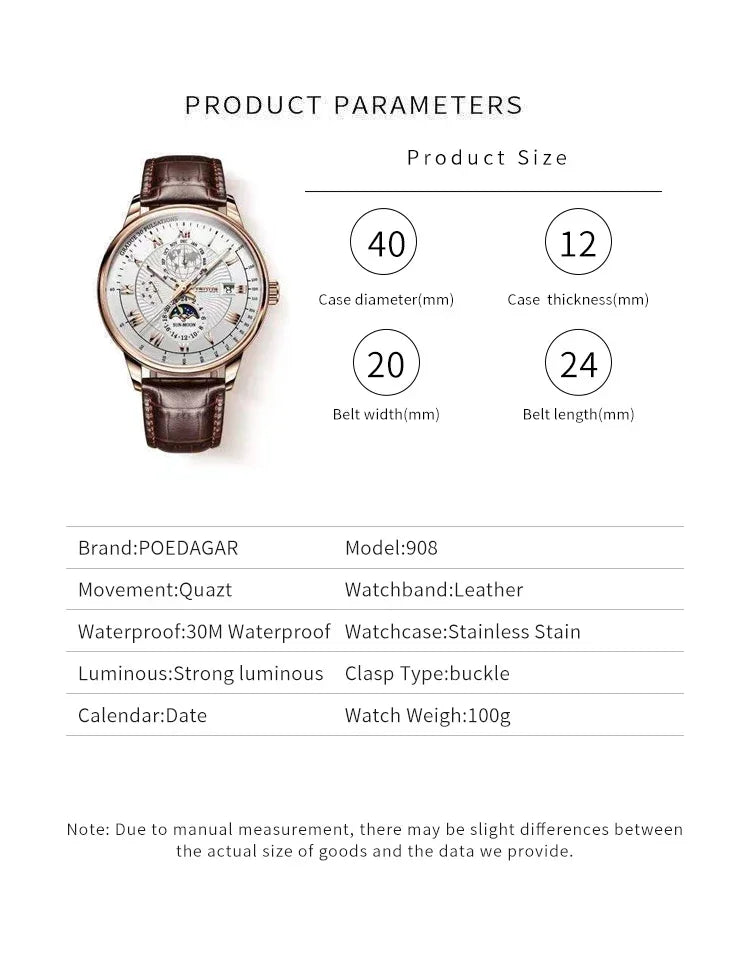 Elegant Men's Quartz Leather Watch - Versatile Business Style
