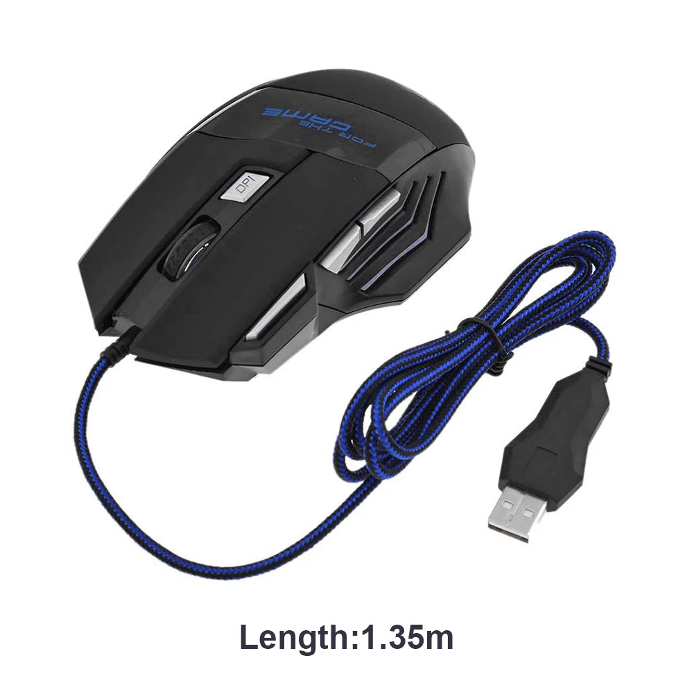 Premium Wired Gaming Mouse - Ergonomic 7-Button with 5500 DPI