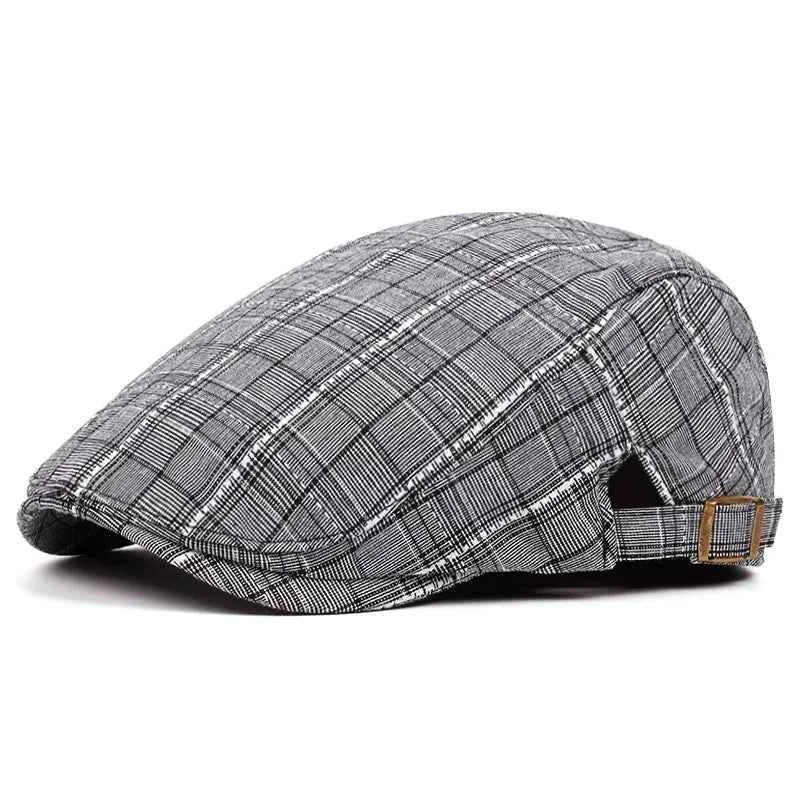 Elegant Plaid Beret - British Retro Style