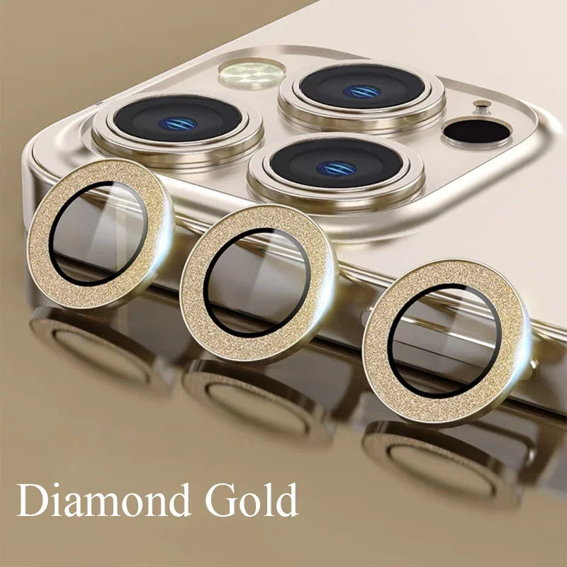 Glitter Camera Lens Protector - 9H Tempered Glass & Metal Ring
