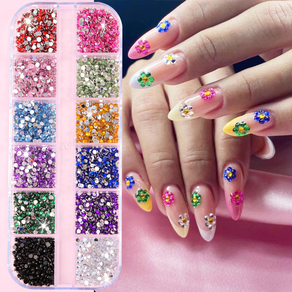 Luxury Pink Nail Rhinestones - Crystal Glitter Charms & Gems