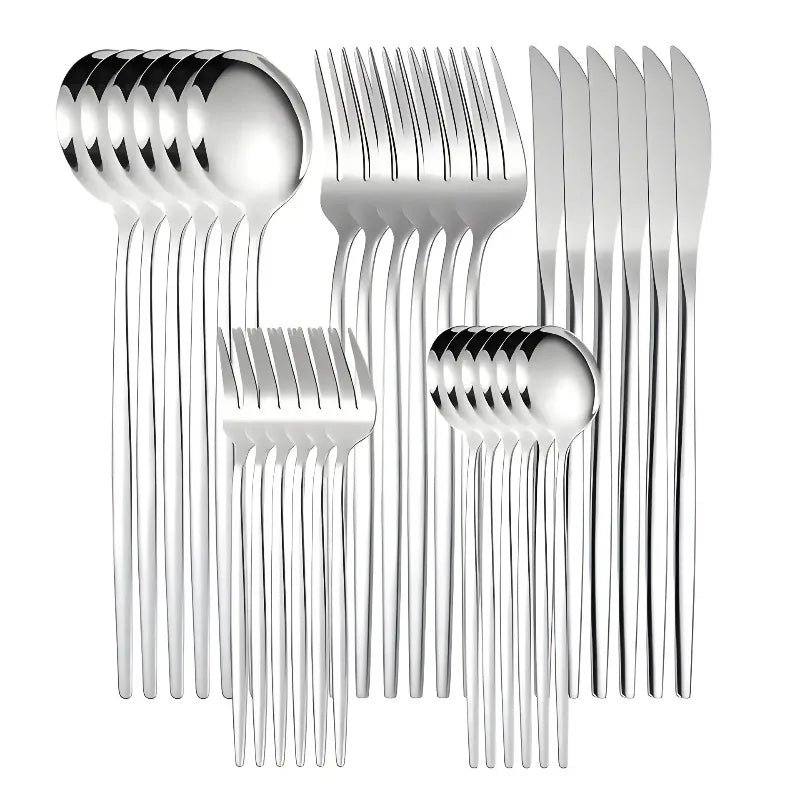 Elegant Gold Dinnerware Set - Premium Stainless Steel Cutlery