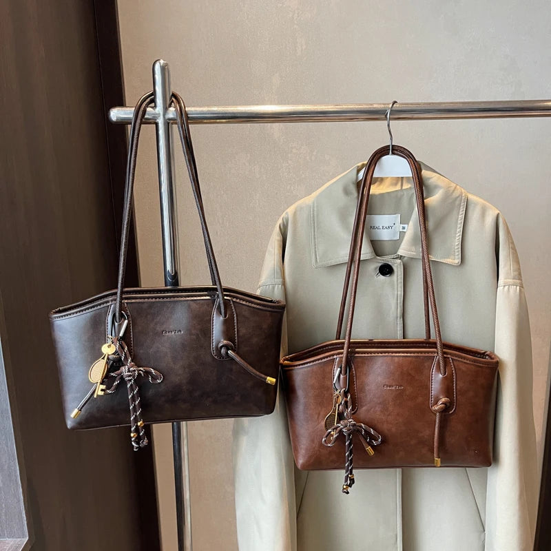 Women’s PU Leather Shoulder Bag - Y2K Retro Crossbody Bag Tote Handbag - Tulique
