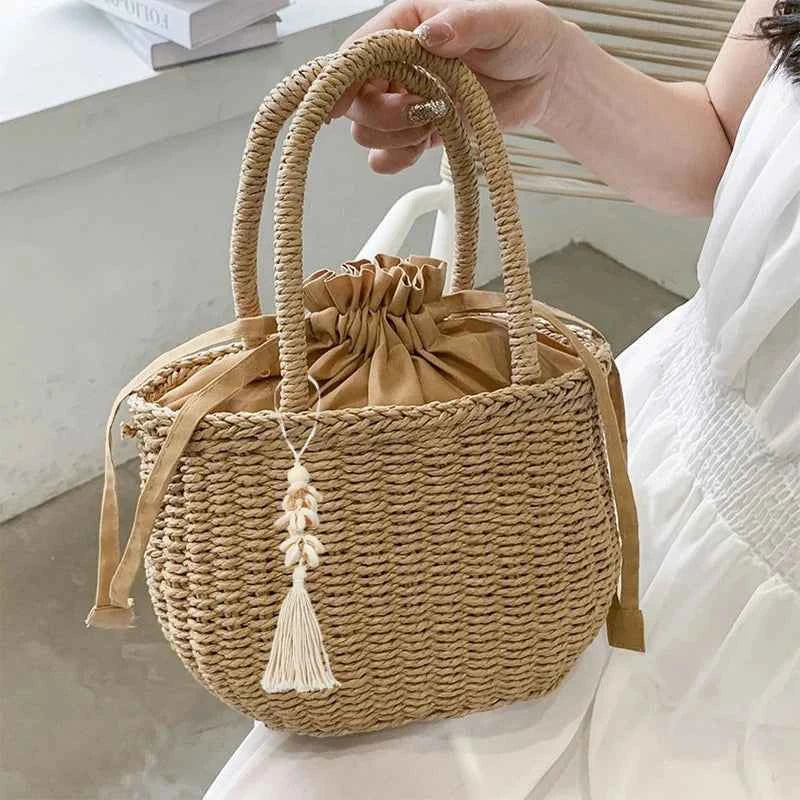 Elegant Straw Clutch - Retro Woven Rattan Bag