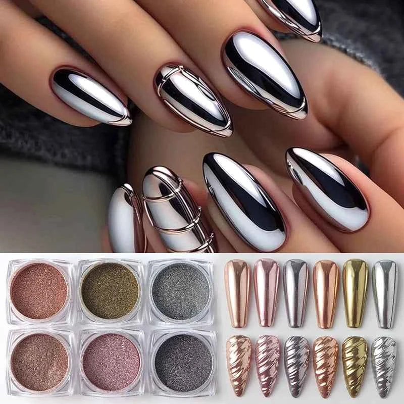 Luxury Metallic Chrome Nail Powder - Mirror Finish Pigment Dust