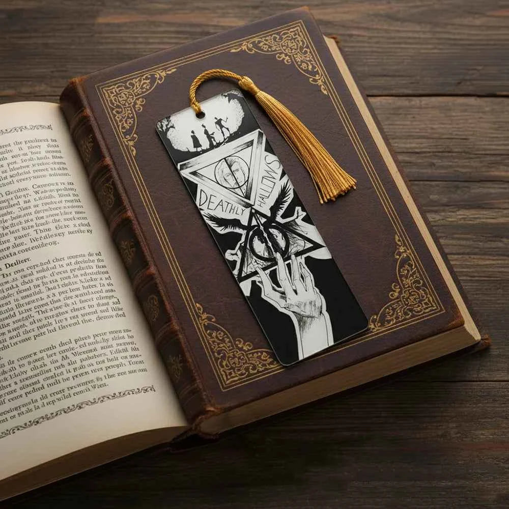 Harry Potter Deathly Hallows Bookmark - Premium Black & White Page Marker