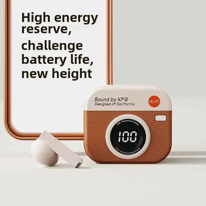 2026 New Q86 Sports Running Wireless Headphones Retro Camera Design Sweatproof with Ultra Long Battery Life