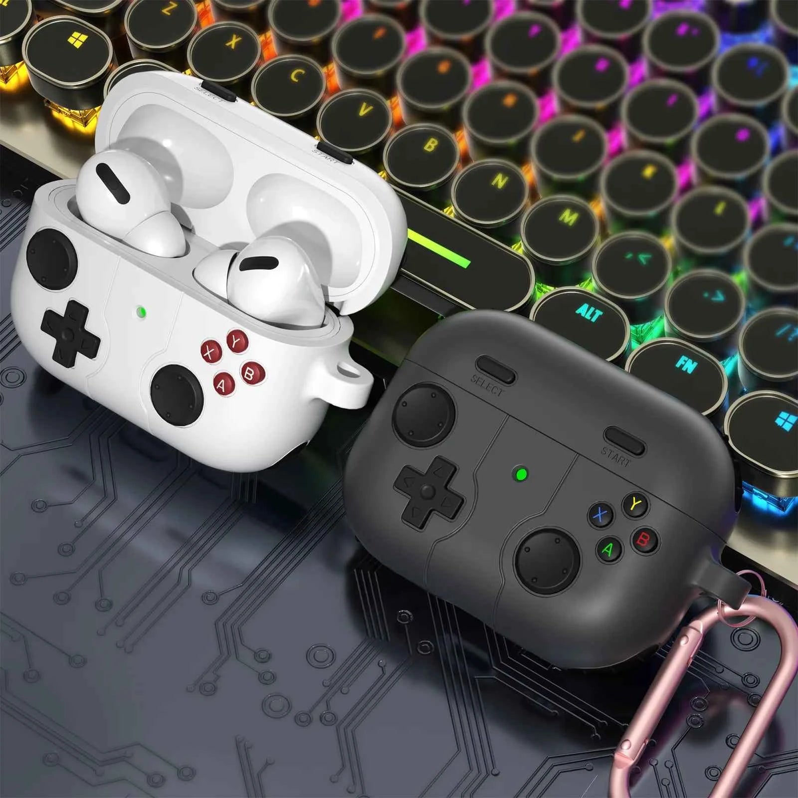 3D Earphone Case For AirPods 4 Pro3 Pro2 Game Console with Keychain Case For AirPods Pro 4 3 2 Charging Case Silicone Cover