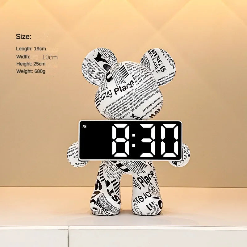 Premium Bear Desktop LED Clock - Luxury Digital Display
