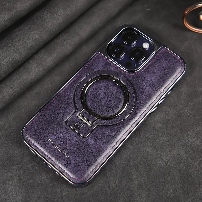 Premium Leather iPhone Case - Magnetic & Kickstand
