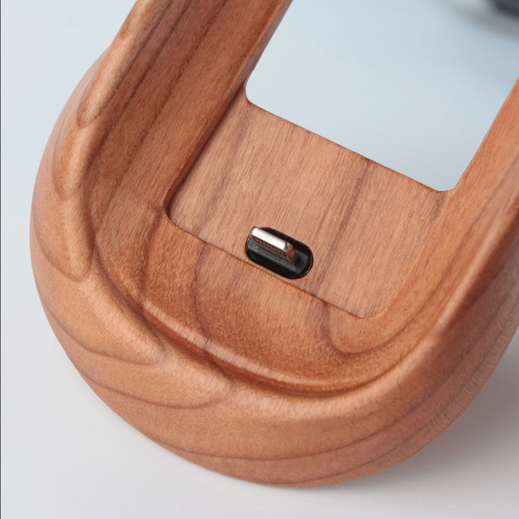 Premium Walnut Magic Mouse Base - Wood Charging Dock with Lightning Port