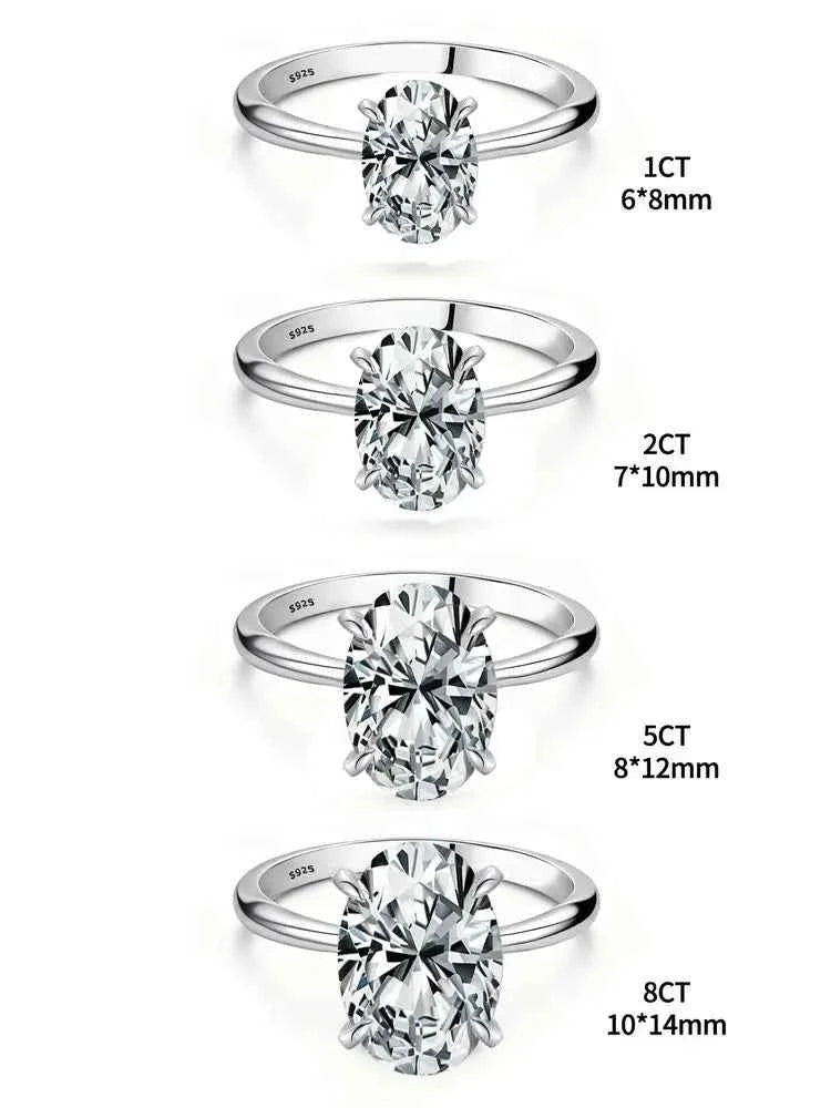 Exquisite Oval Zircon Ring - 925 Sterling Silver Engagement Band
