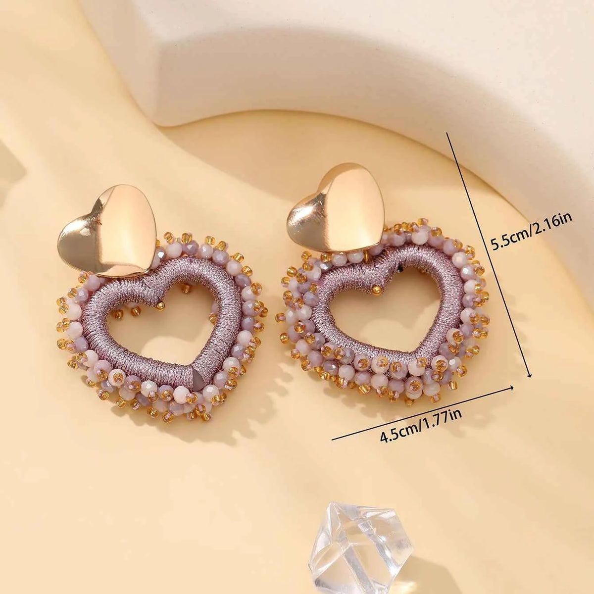 Elegant Heart Shape Drop Earrings - Handmade Crystal Jewelry
