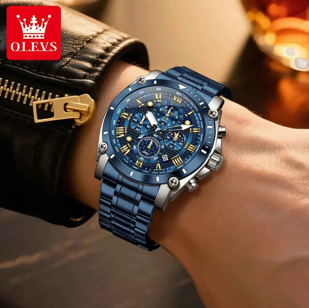 OLEVS Watches Man 3689 Multifunctional Sports Quartz Watch 30m Waterproof Luminous Date Mens Watch Original Business Brand