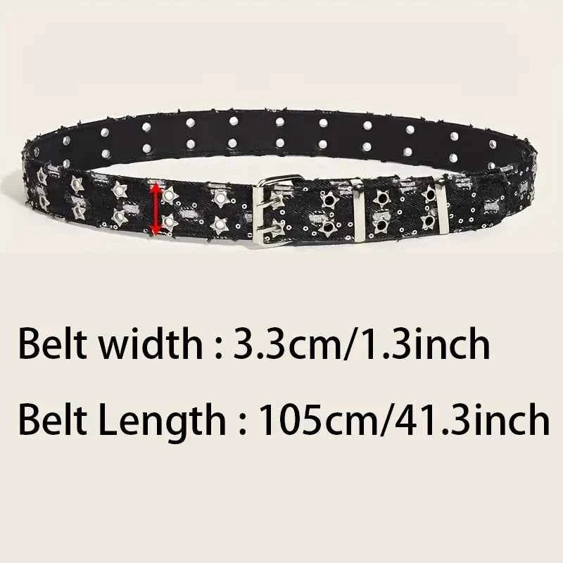 Luxury Y2K Star Belt - Punk Denim Girdle with Pin Buckle