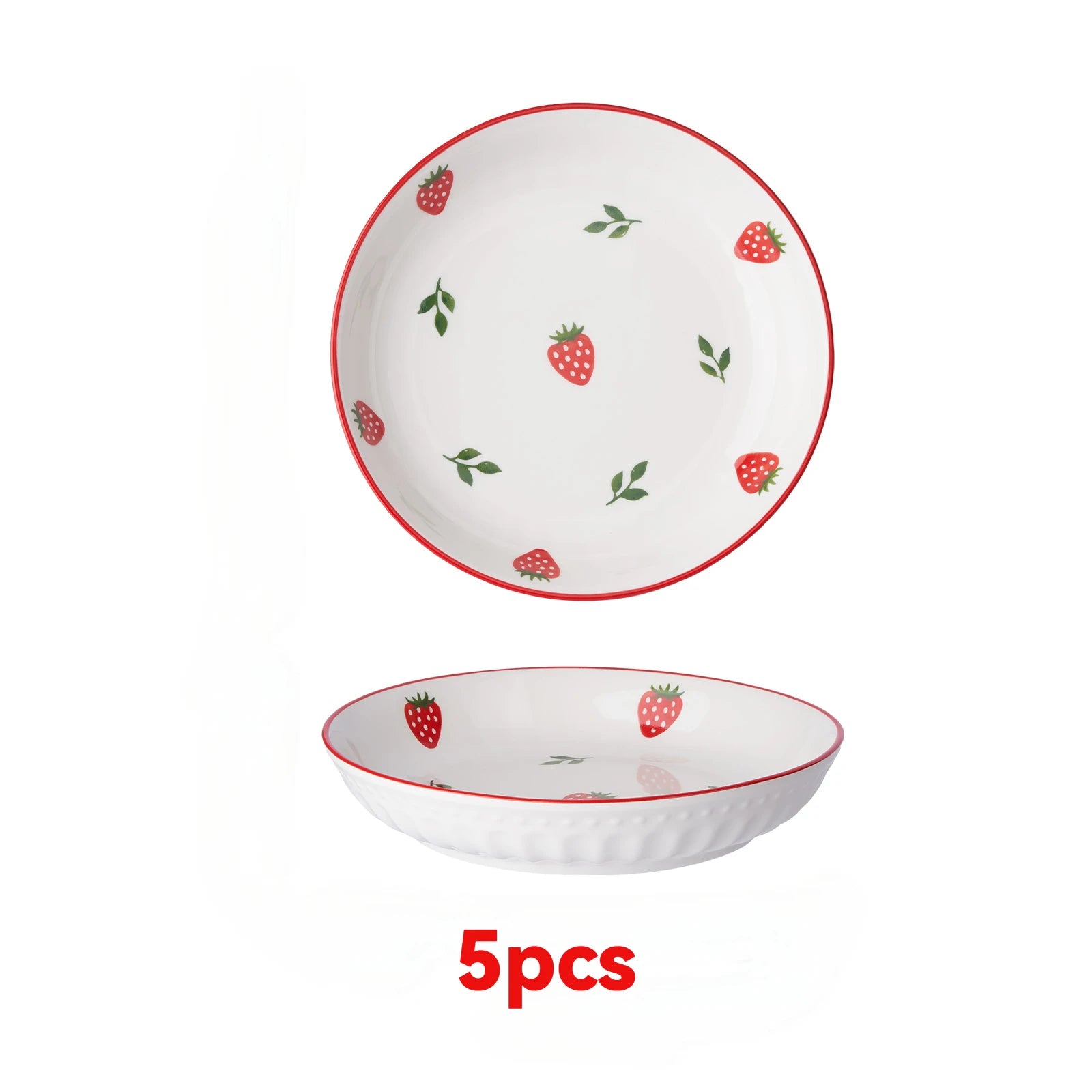 Premium Strawberry Ceramic Dinner Plate Set - Reusable & Elegant
