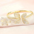Elegant Flower Zircon Jewelry Set - Bracelet & Ring