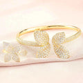 Elegant Flower Zircon Jewelry Set - Bracelet & Ring