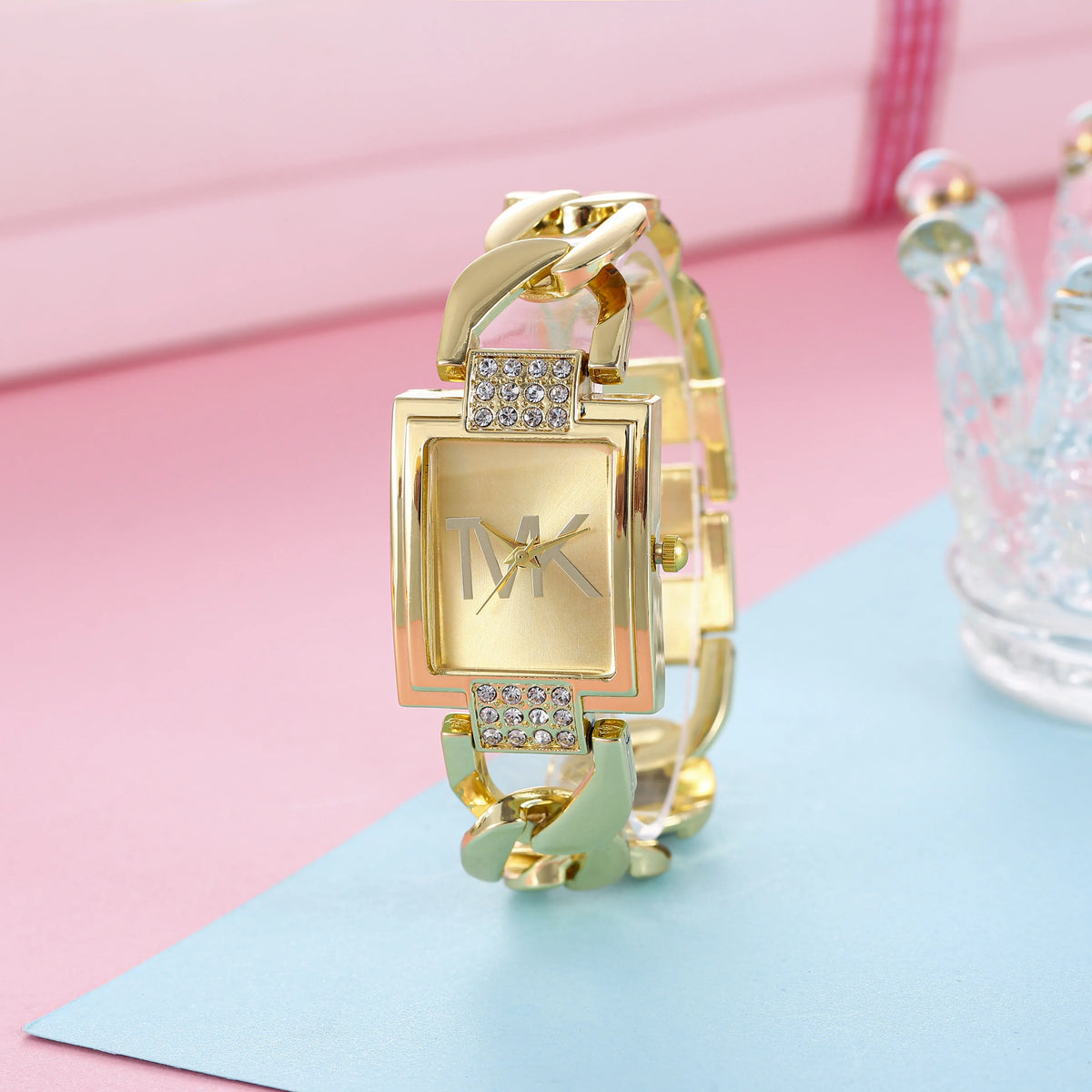 Elegant Women's Square Quartz Watch - Premium Metal Strap Wristwatch