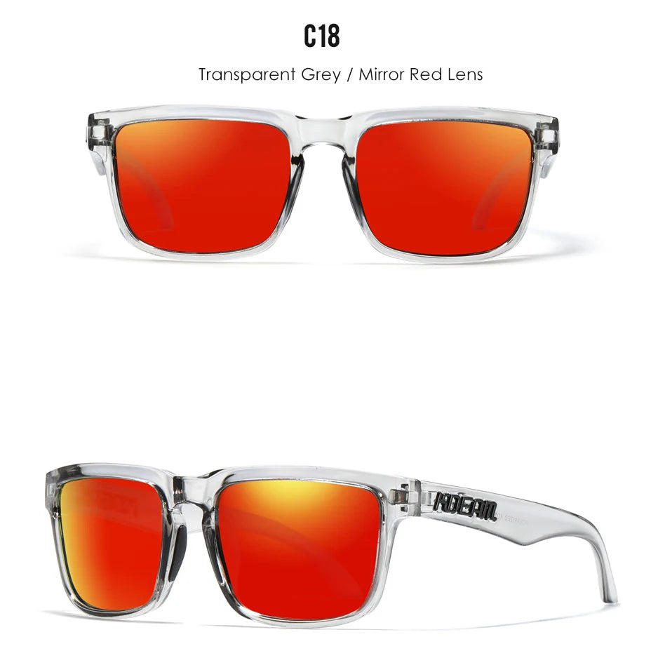 Premium Men Square Sunglasses - Polarized UV Protection & Mirrored Lens