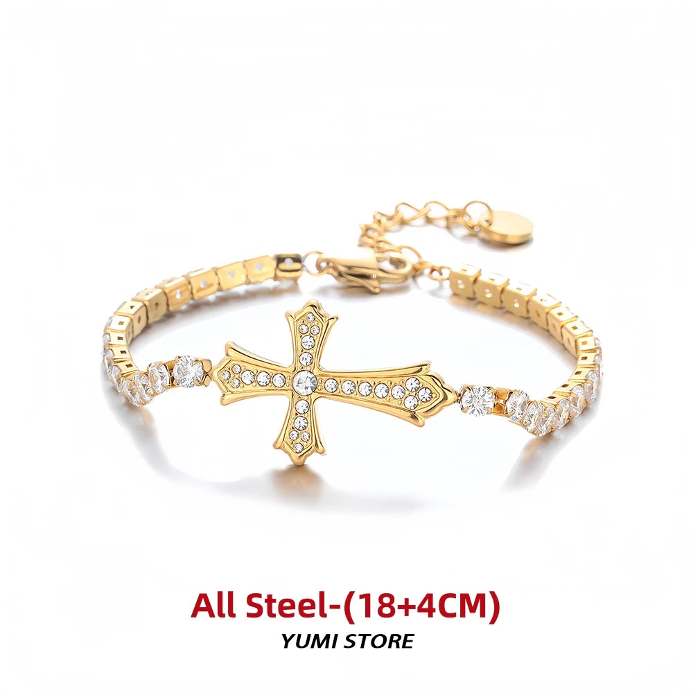 Premium Titanium Steel Cross Bracelet - Non-Fading & Adjustable