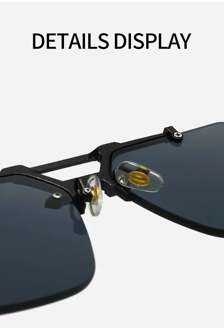 Premium Steampunk Pilot Sunglasses - Retro Frameless Design