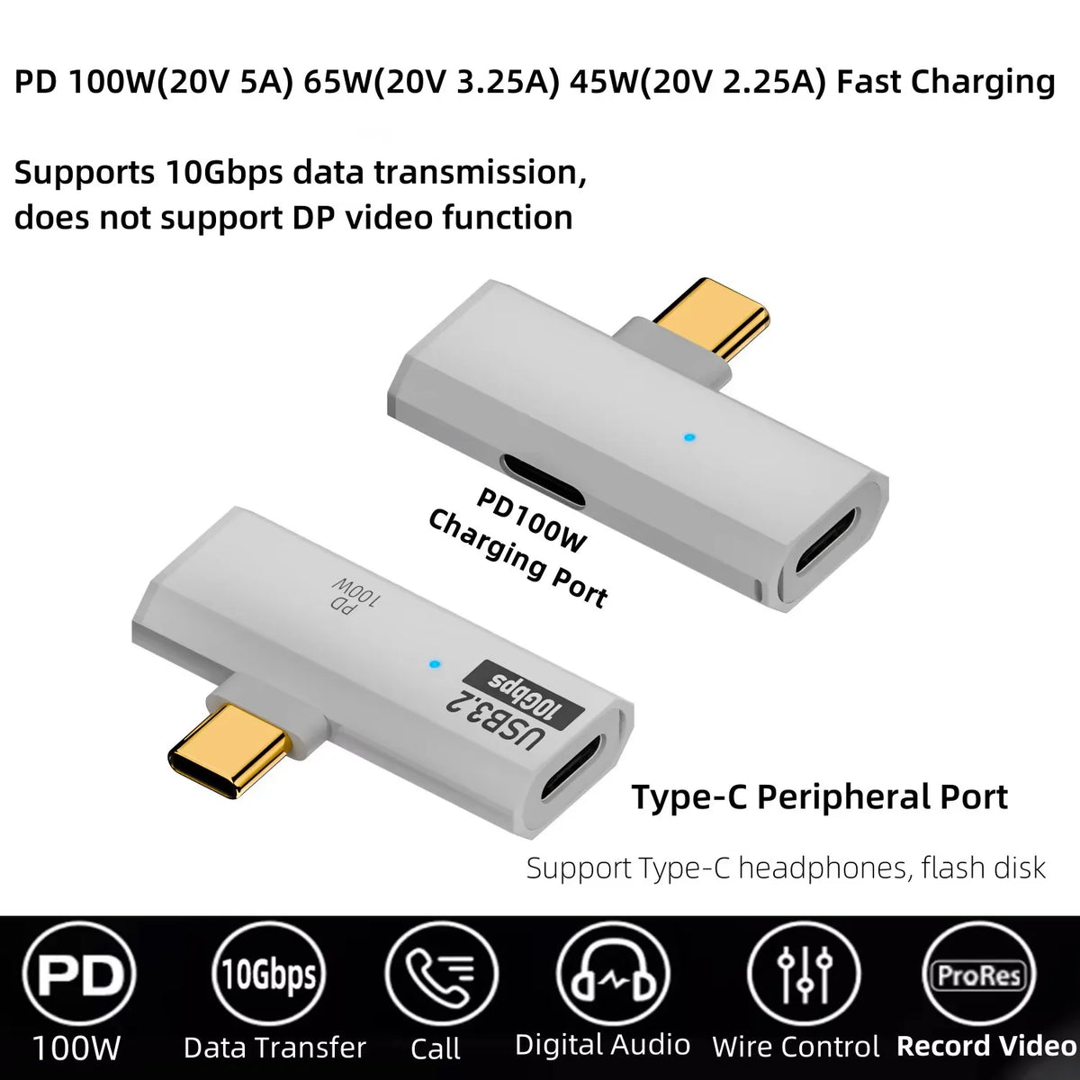 Premium USB-C Splitter - 100W PD Fast Charging & 10Gbps Data