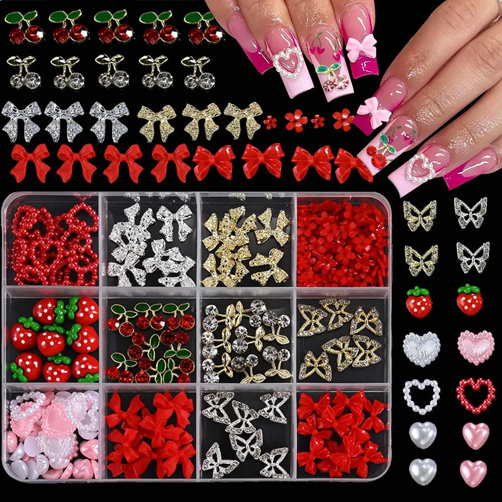 Luxury 3D Gold Bow Nail Metal Charms - 120pcs Shiny Art Supplies